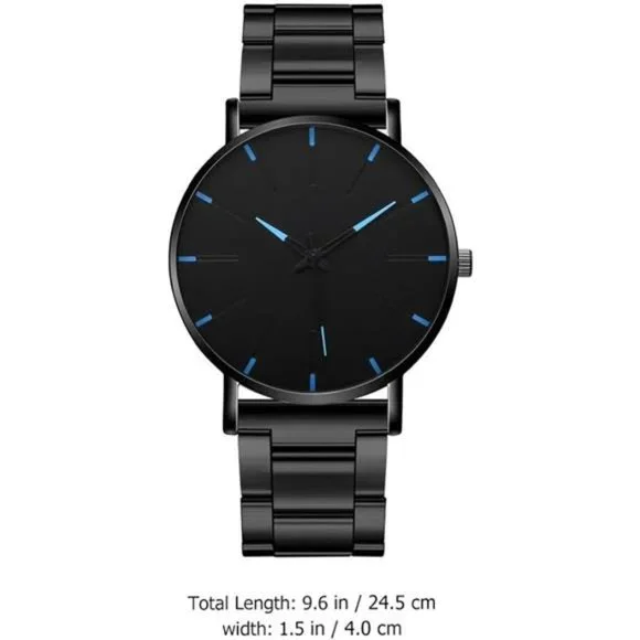 Watch Man Black Watch Male Casual Business Watch: Ultra Thin Stainless Steel - Picture 3 of 5